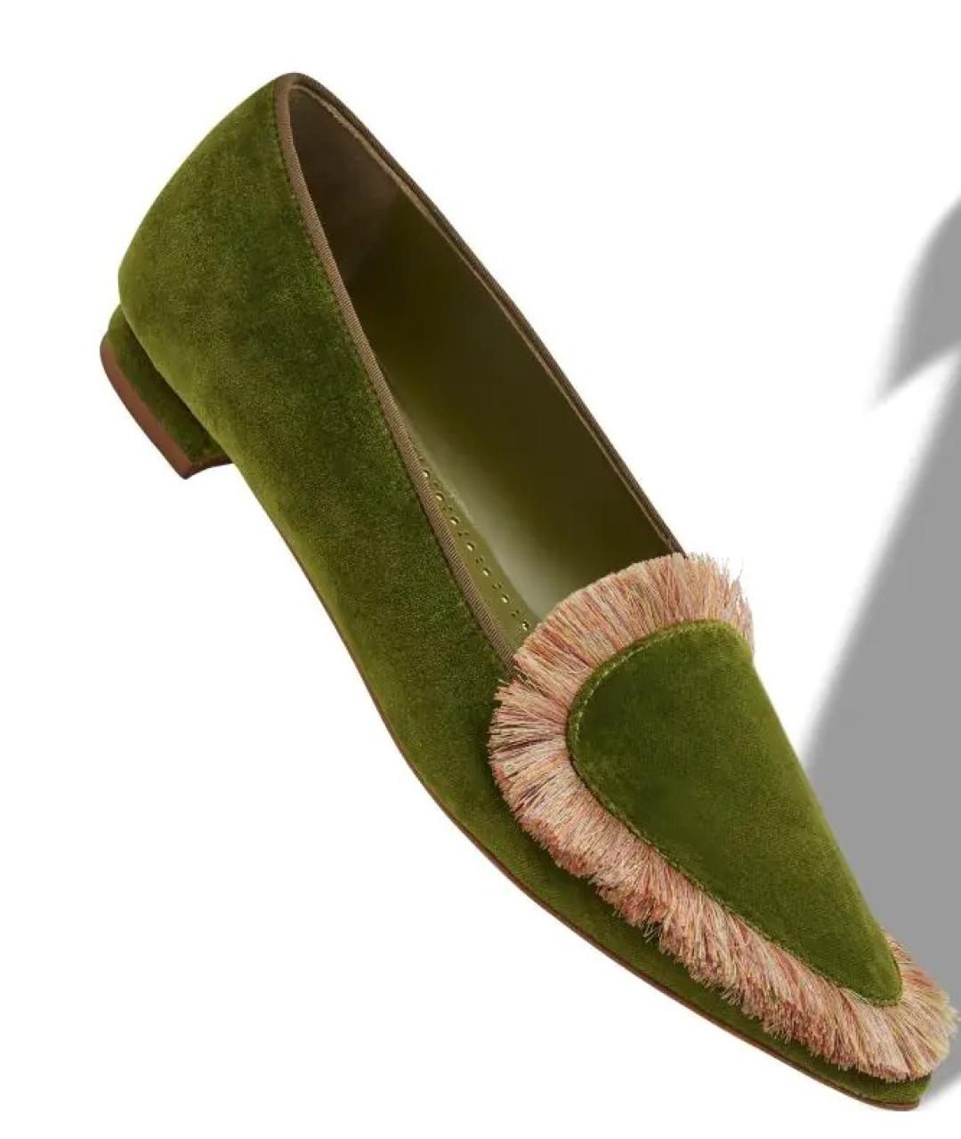 MANOLO BLAHNIK Зеленые текстильные лоферы, фото 3