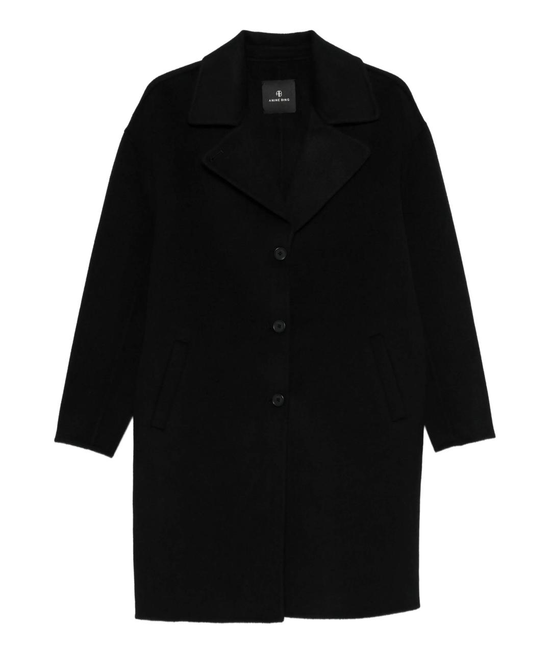 ANINE BING Черное шерстяное пальто, фото 1