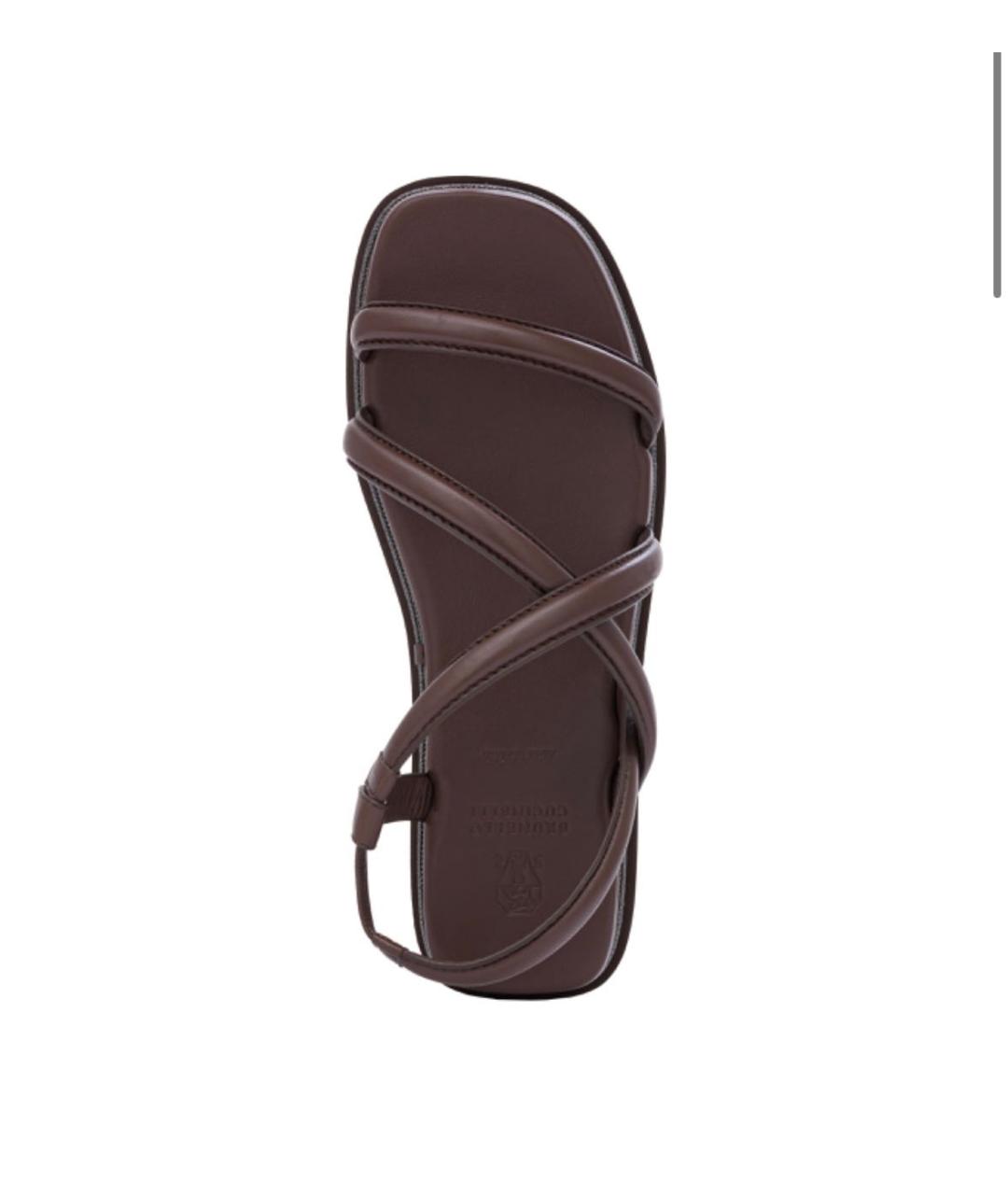 BRUNELLO CUCINELLI Коричневые кожаные сандалии, фото 3