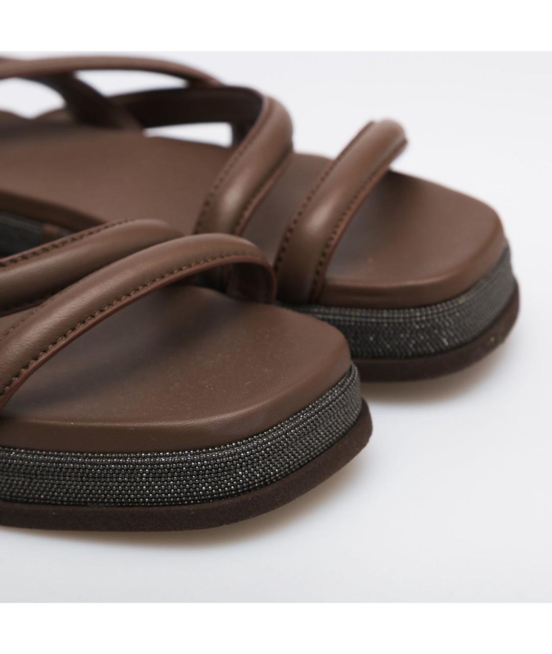 BRUNELLO CUCINELLI Коричневые кожаные сандалии, фото 5