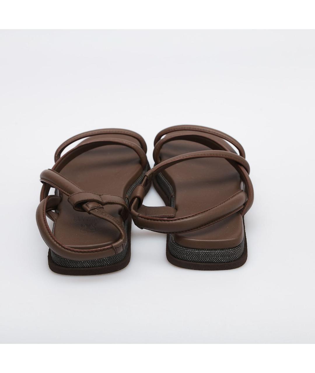 BRUNELLO CUCINELLI Коричневые кожаные сандалии, фото 4