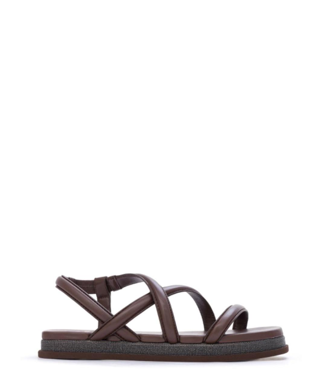 BRUNELLO CUCINELLI Коричневые кожаные сандалии, фото 6