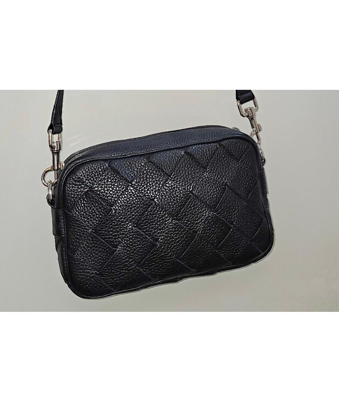 BOTTEGA VENETA Черная кожаная сумка на плечо, фото 4