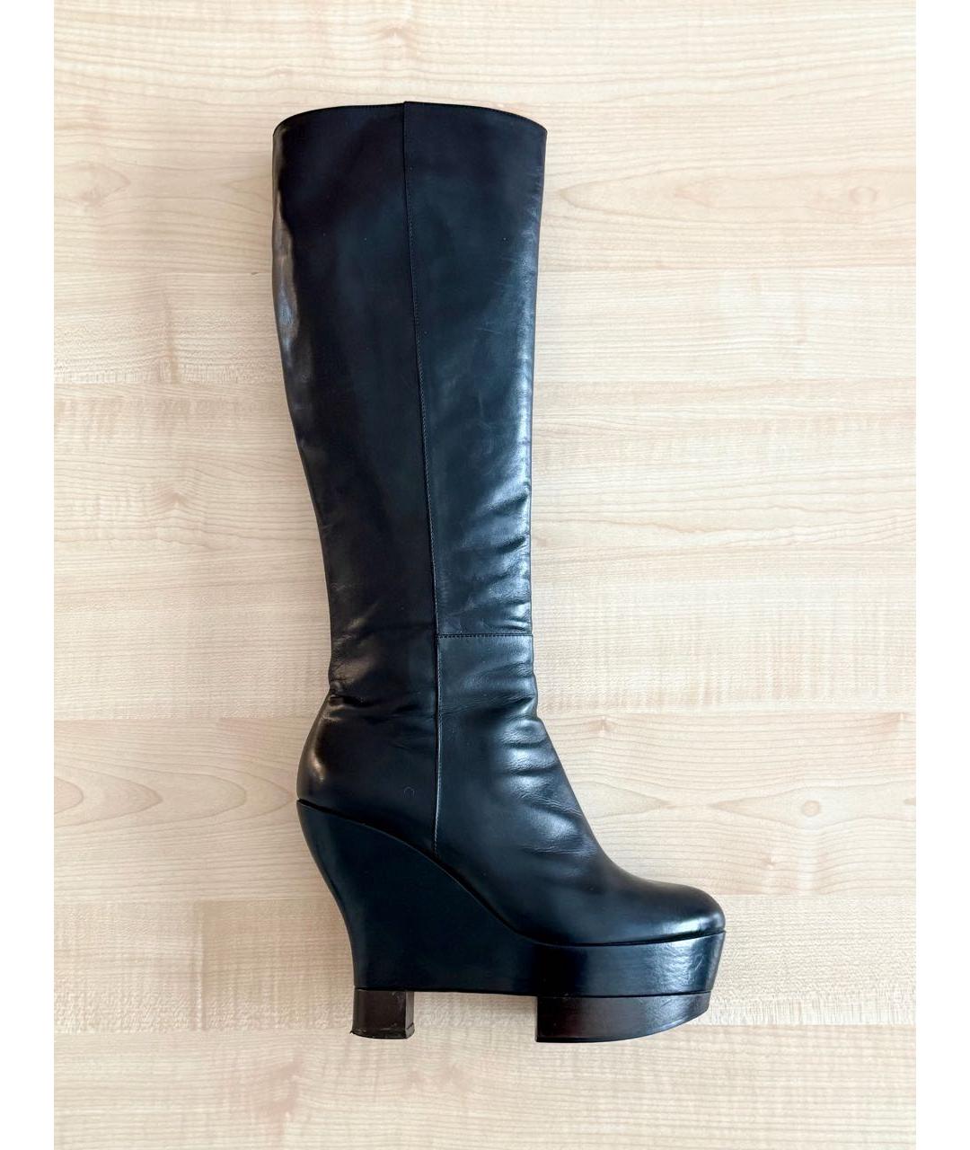 SAINT LAURENT Черные кожаные сапоги, фото 7