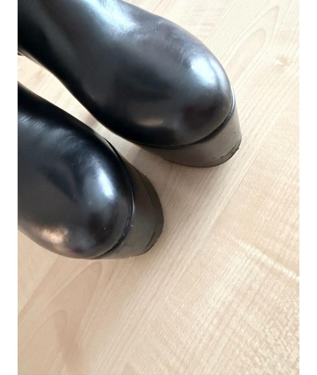 SAINT LAURENT Черные кожаные сапоги, фото 4