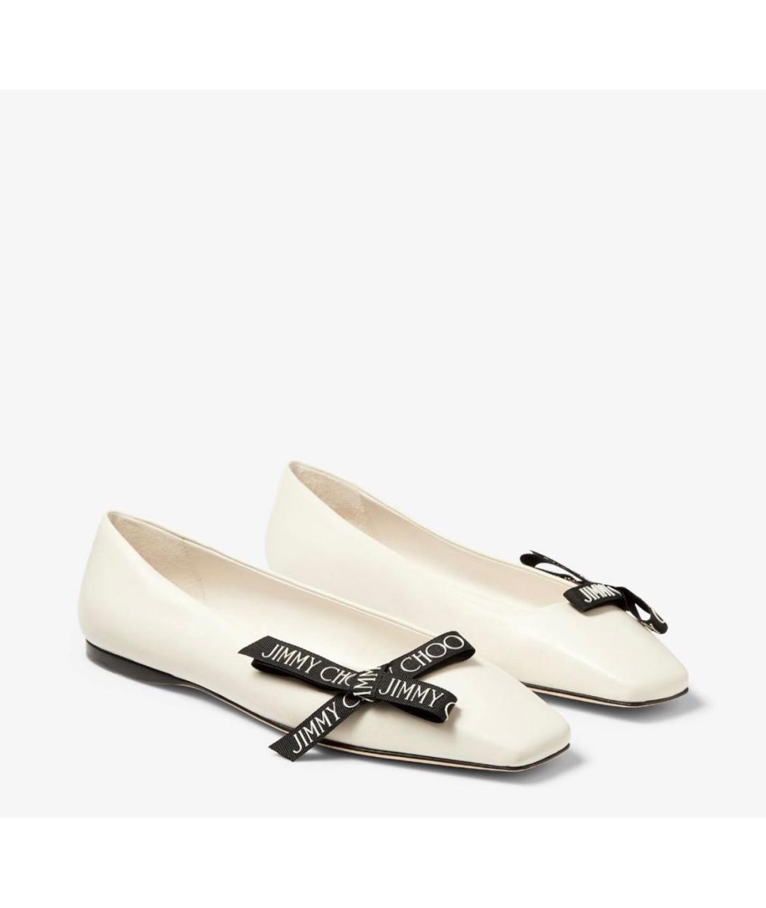 JIMMY CHOO Белые кожаные балетки, фото 2