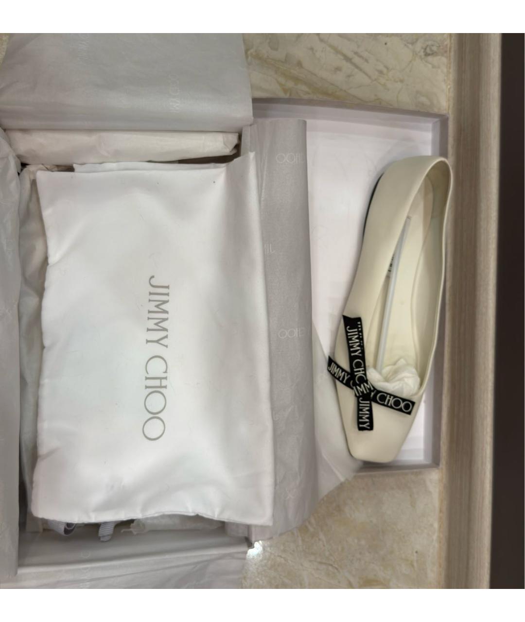 JIMMY CHOO Белые кожаные балетки, фото 6