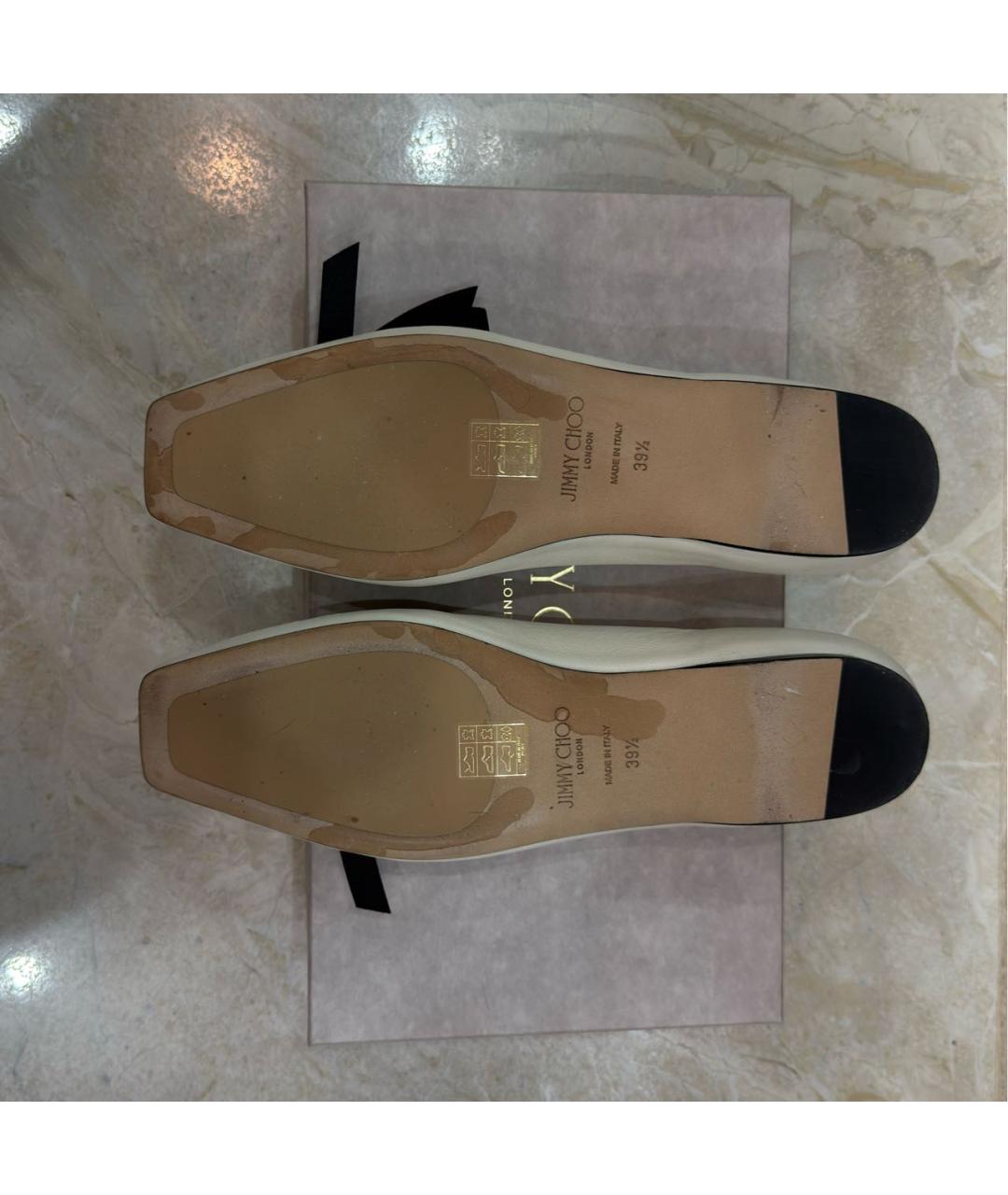 JIMMY CHOO Белые кожаные балетки, фото 5