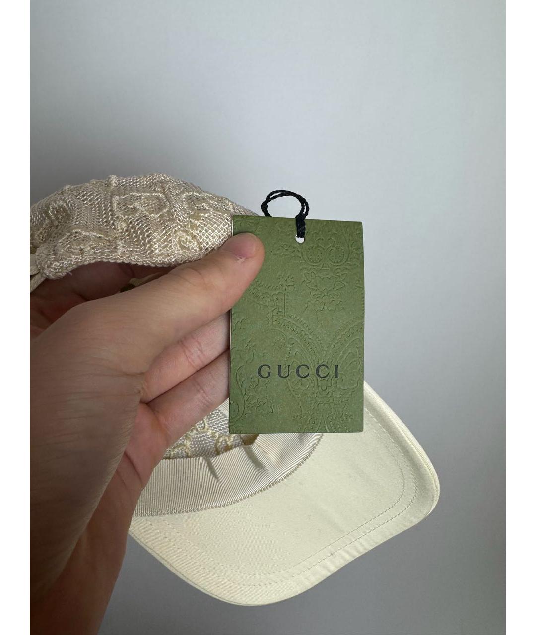 GUCCI Белая хлопковая кепка, фото 8