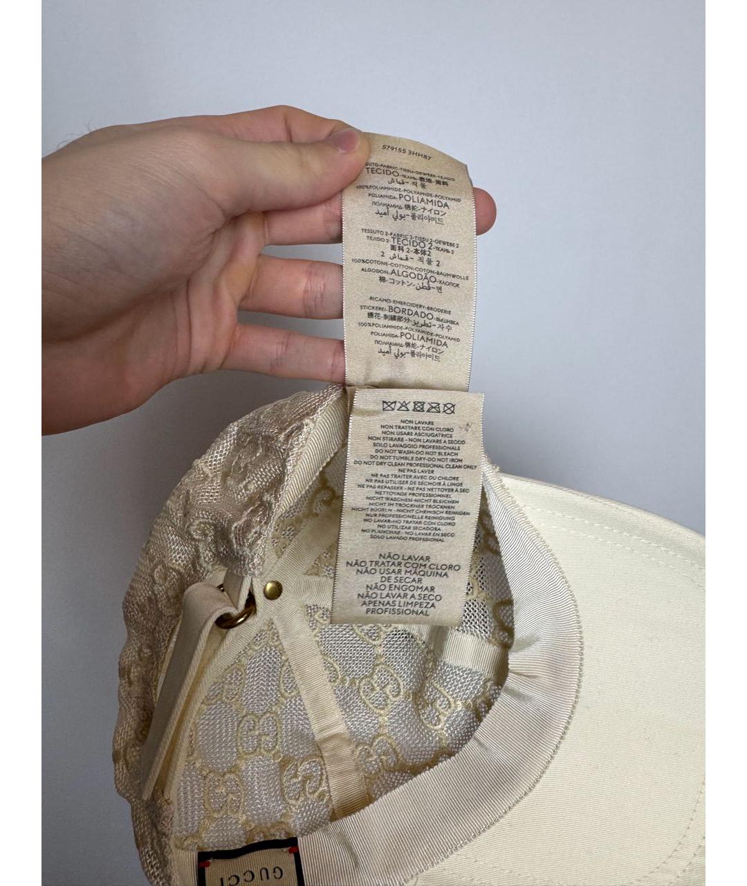 GUCCI Белая хлопковая кепка, фото 6