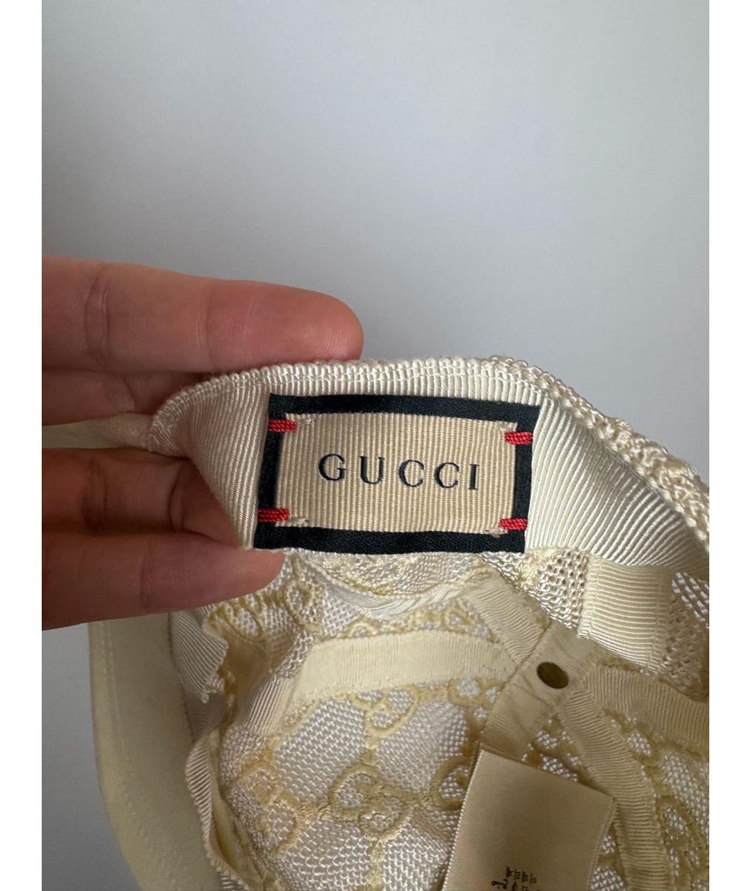 GUCCI Белая хлопковая кепка, фото 4