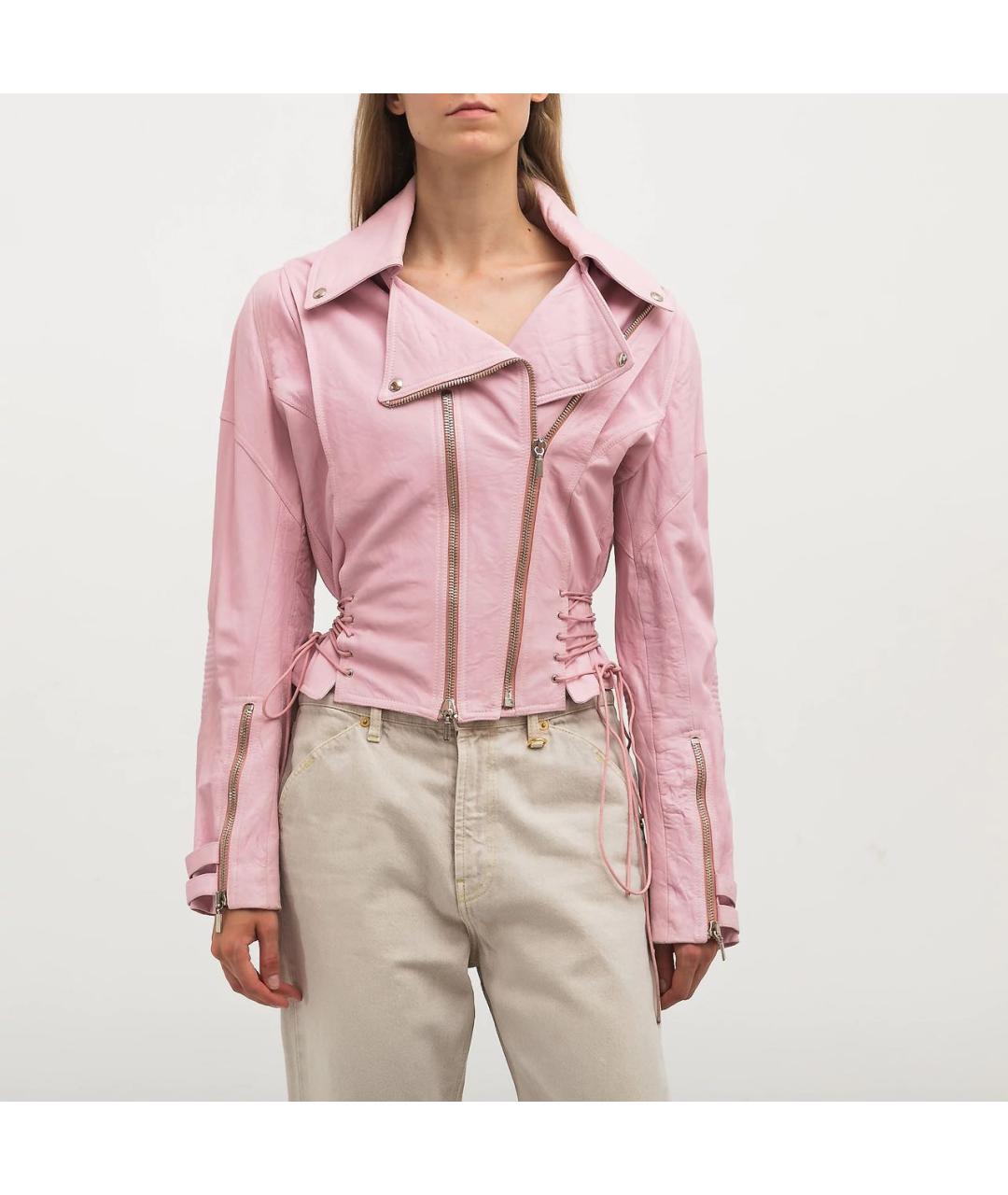 VERSACE Розовая кожаная куртка, фото 5