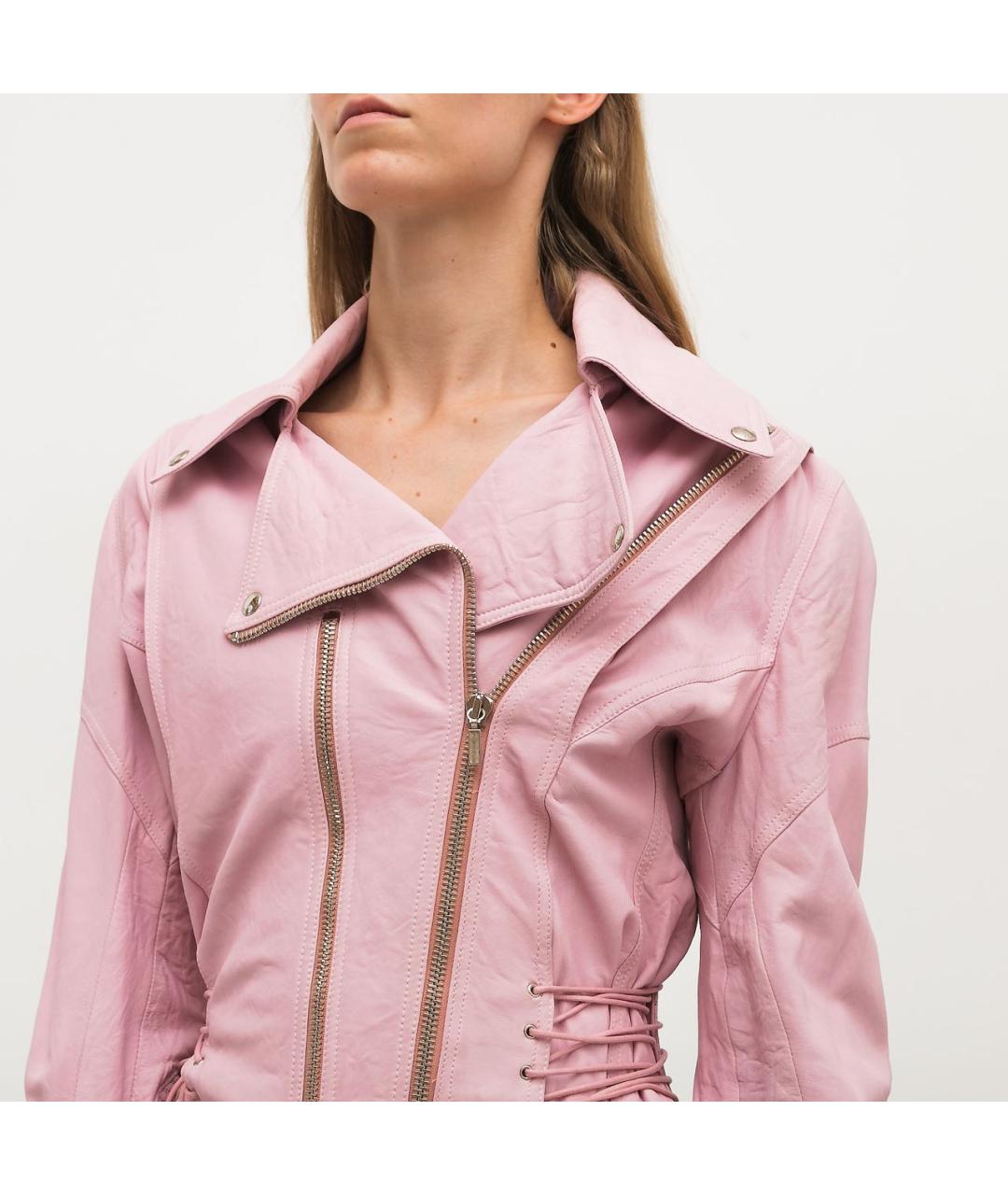VERSACE Розовая кожаная куртка, фото 4