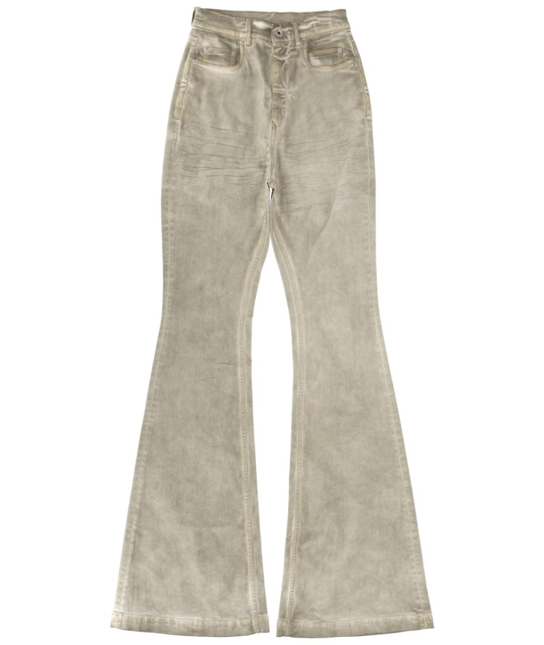 RICK OWENS DRKSHDW Бежевые хлопковые джинсы клеш, фото 1