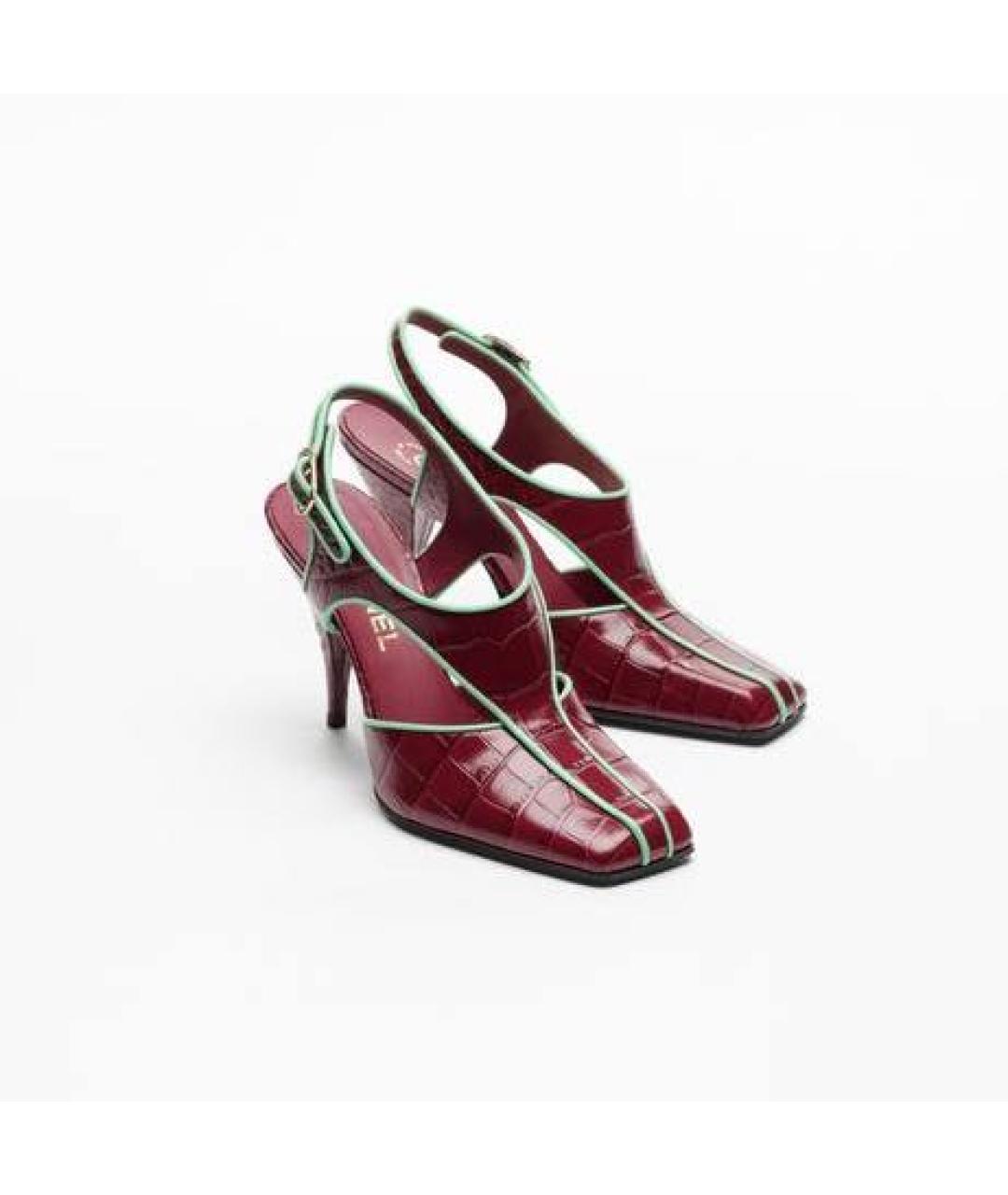 CHANEL Бордовые кожаные туфли, фото 2