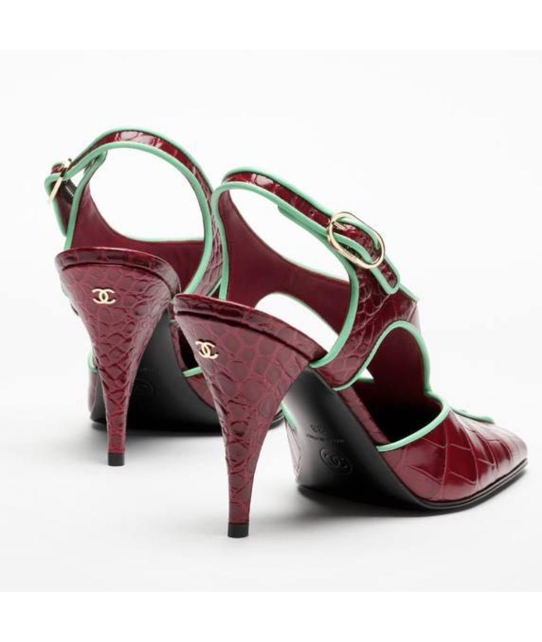 CHANEL Бордовые кожаные туфли, фото 3