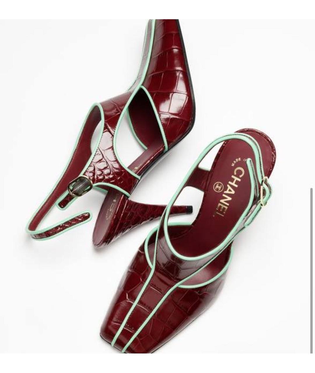 CHANEL Бордовые кожаные туфли, фото 4