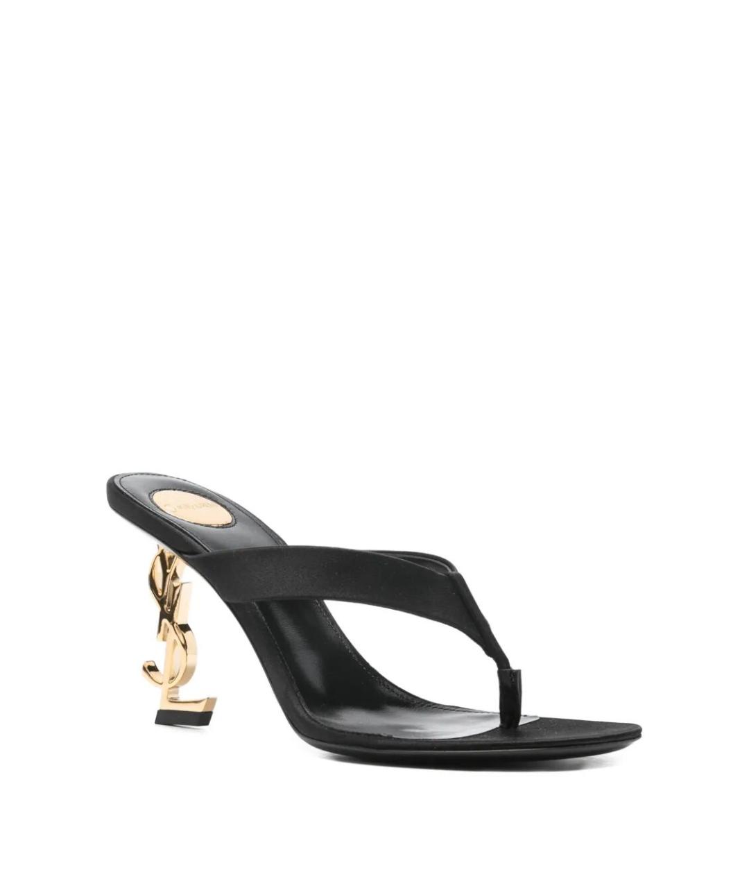 SAINT LAURENT Черные текстильные мюли, фото 2