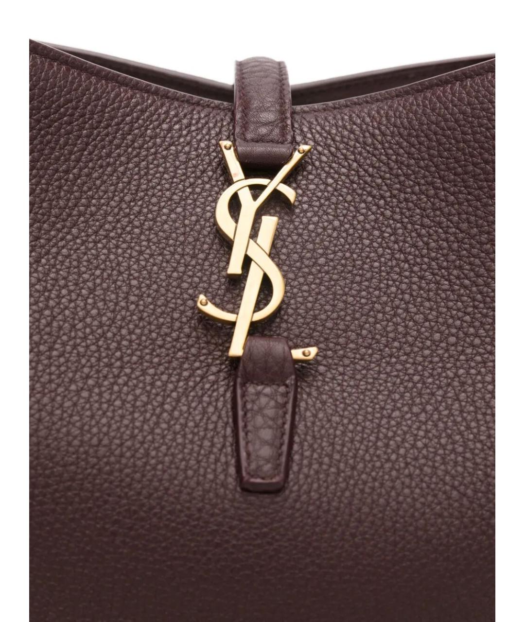 SAINT LAURENT Бордовая кожаная сумка через плечо, фото 3