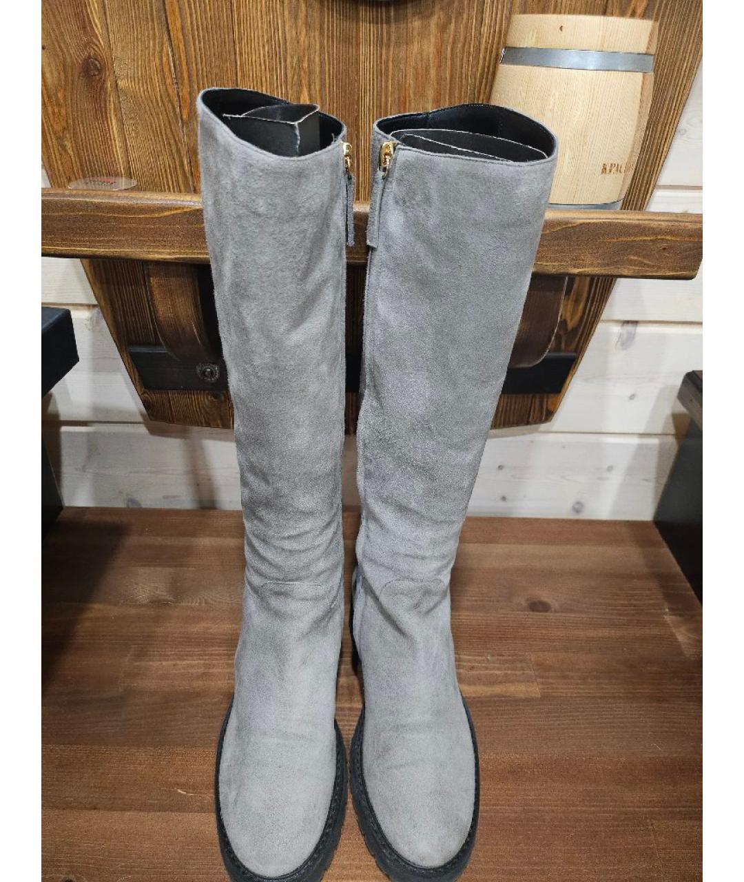 GIUSEPPE ZANOTTI DESIGN Серые замшевые сапоги, фото 2