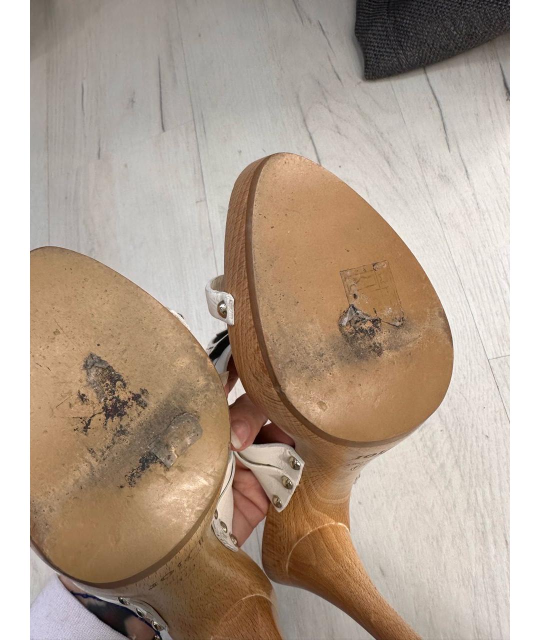 CHRISTIAN DIOR Белые кожаные мюли, фото 8