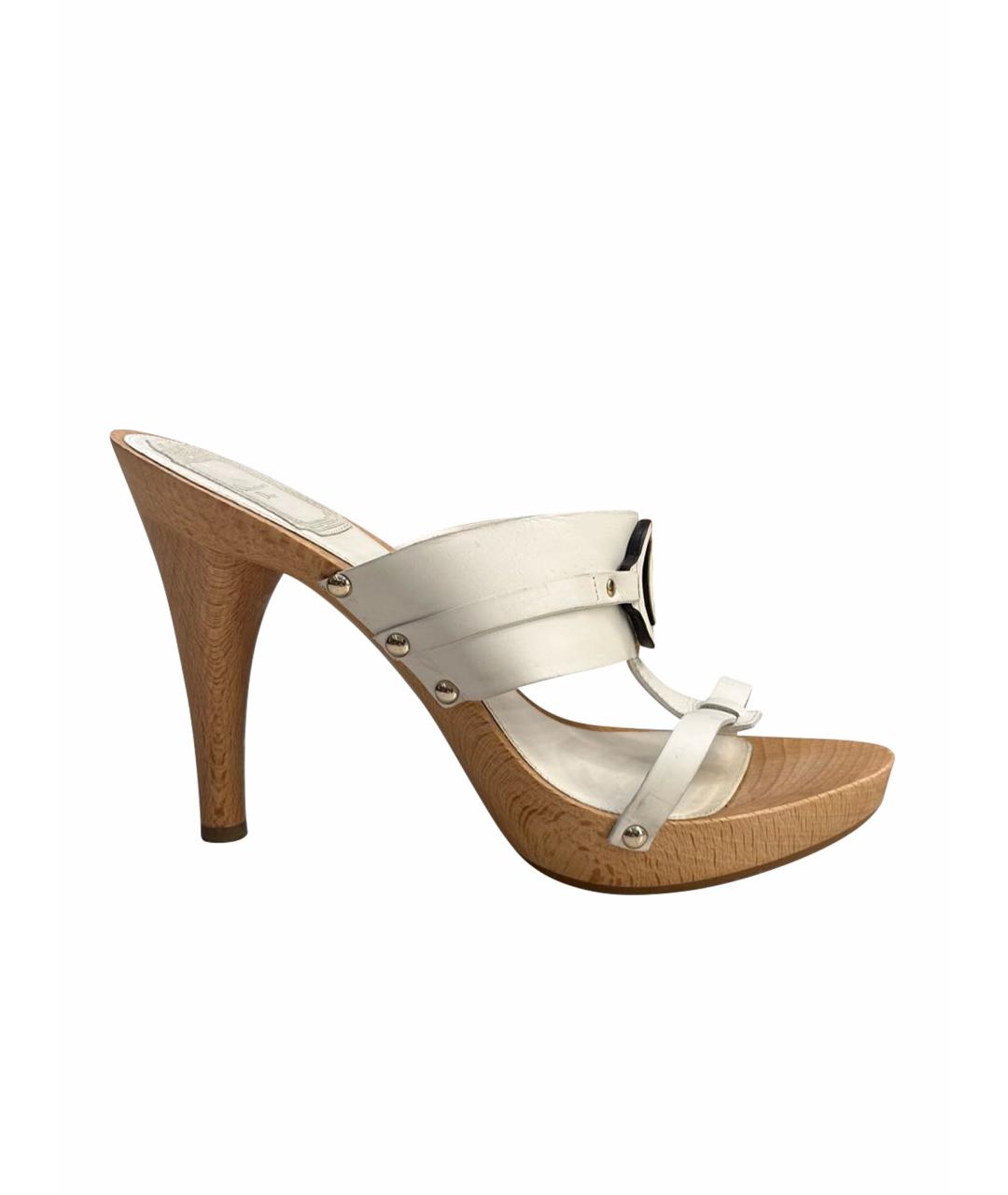 CHRISTIAN DIOR Белые кожаные мюли, фото 1