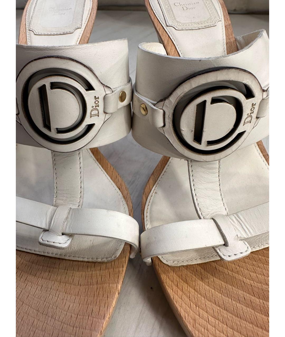 CHRISTIAN DIOR Белые кожаные мюли, фото 5