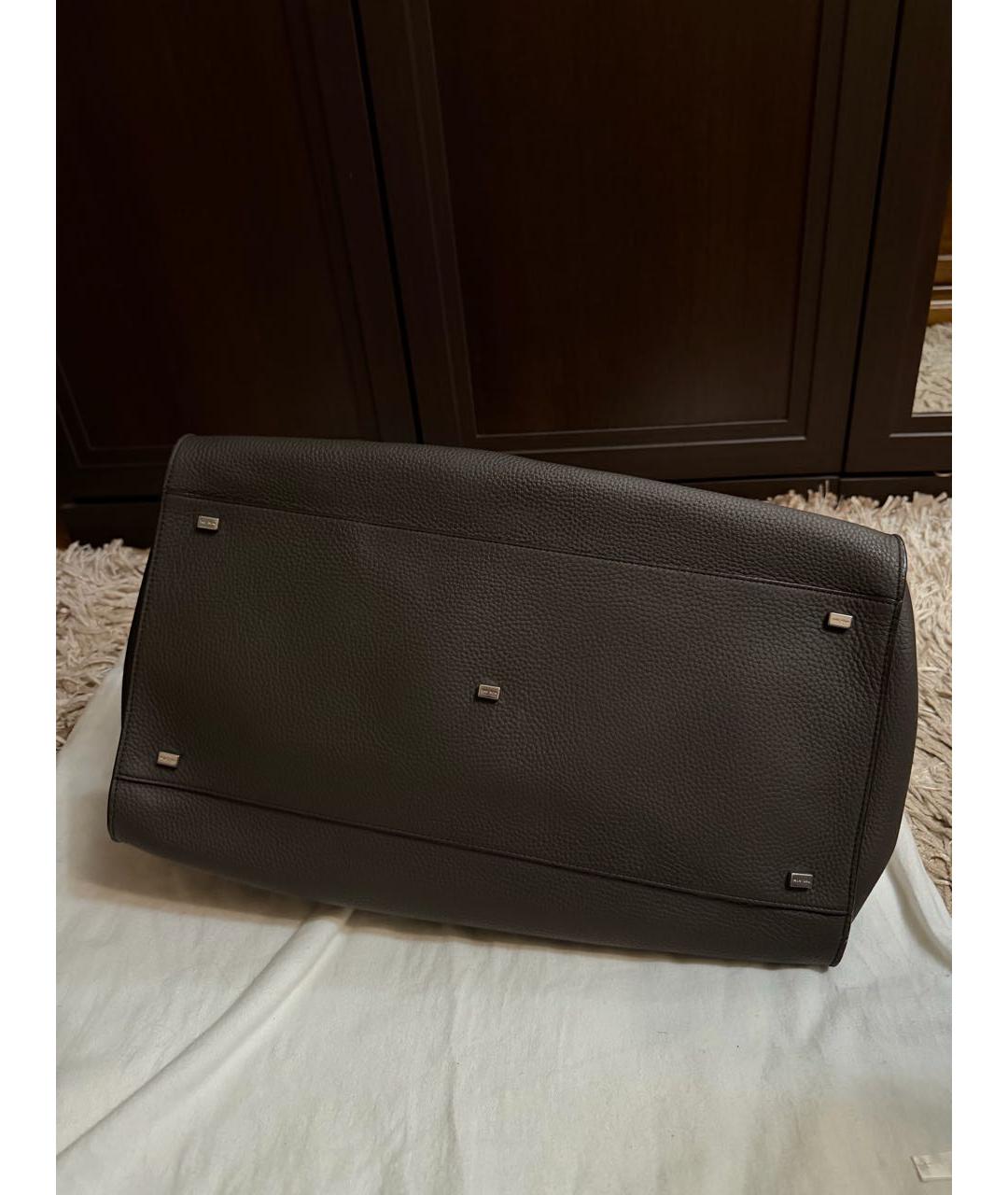 THE ROW Антрацитовая кожаная сумка с короткими ручками, фото 6