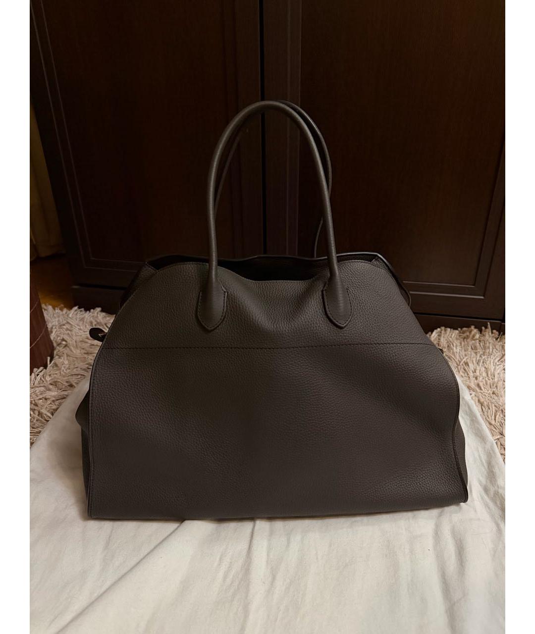 THE ROW Антрацитовая кожаная сумка с короткими ручками, фото 2