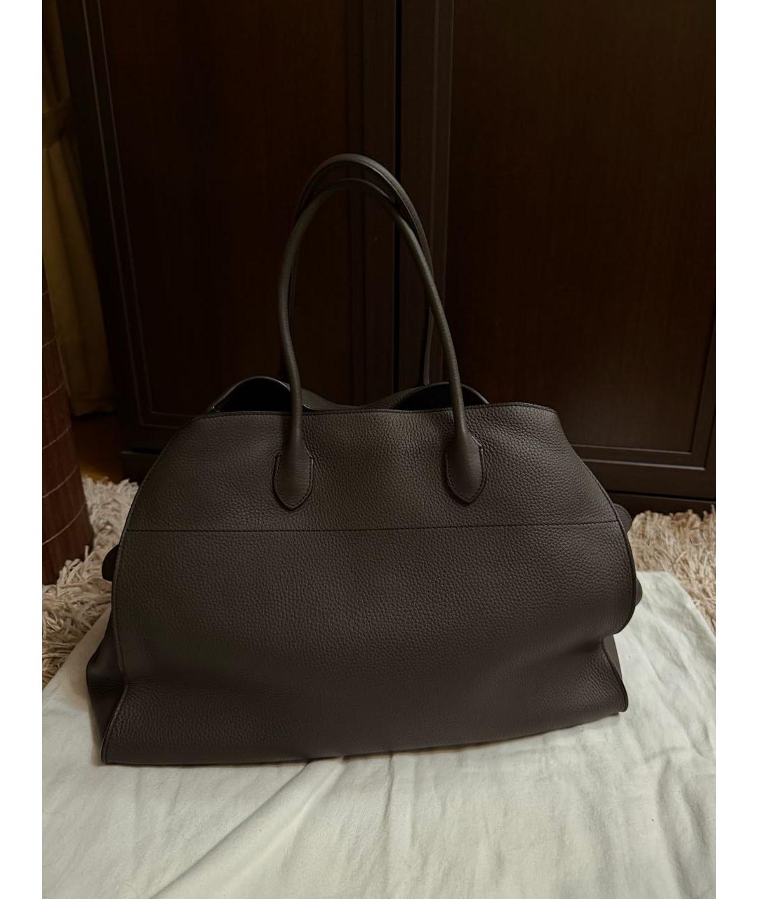 THE ROW Антрацитовая кожаная сумка с короткими ручками, фото 5