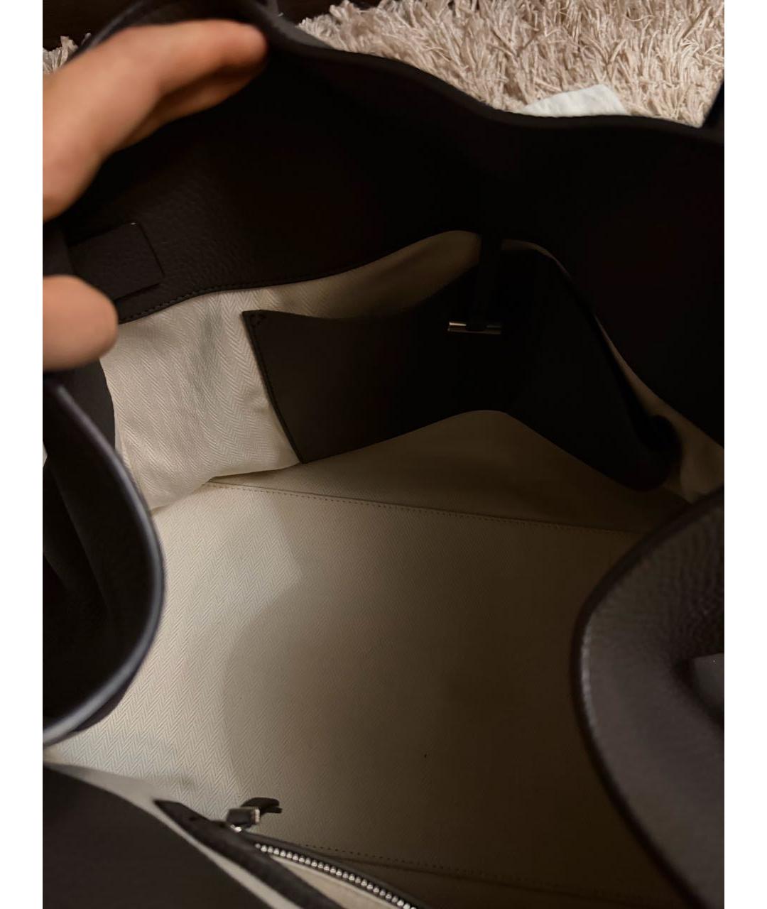 THE ROW Антрацитовая кожаная сумка с короткими ручками, фото 7