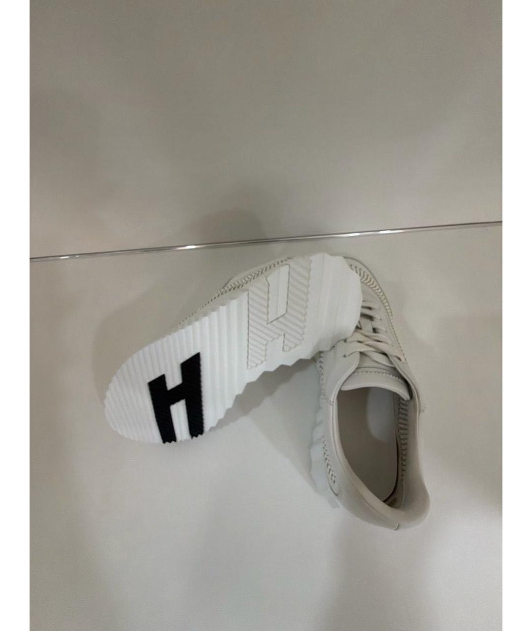 HERMES Белые кожаные кроссовки, фото 6