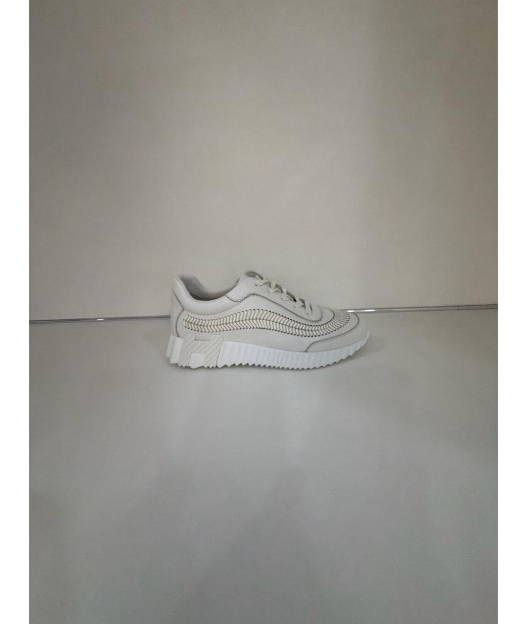 HERMES Белые кожаные кроссовки, фото 9