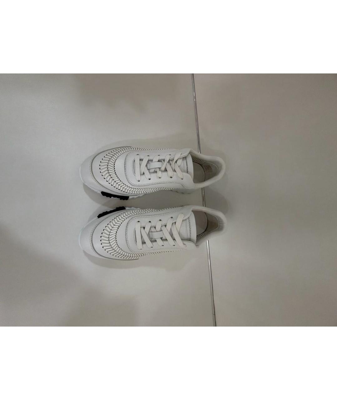 HERMES Белые кожаные кроссовки, фото 2