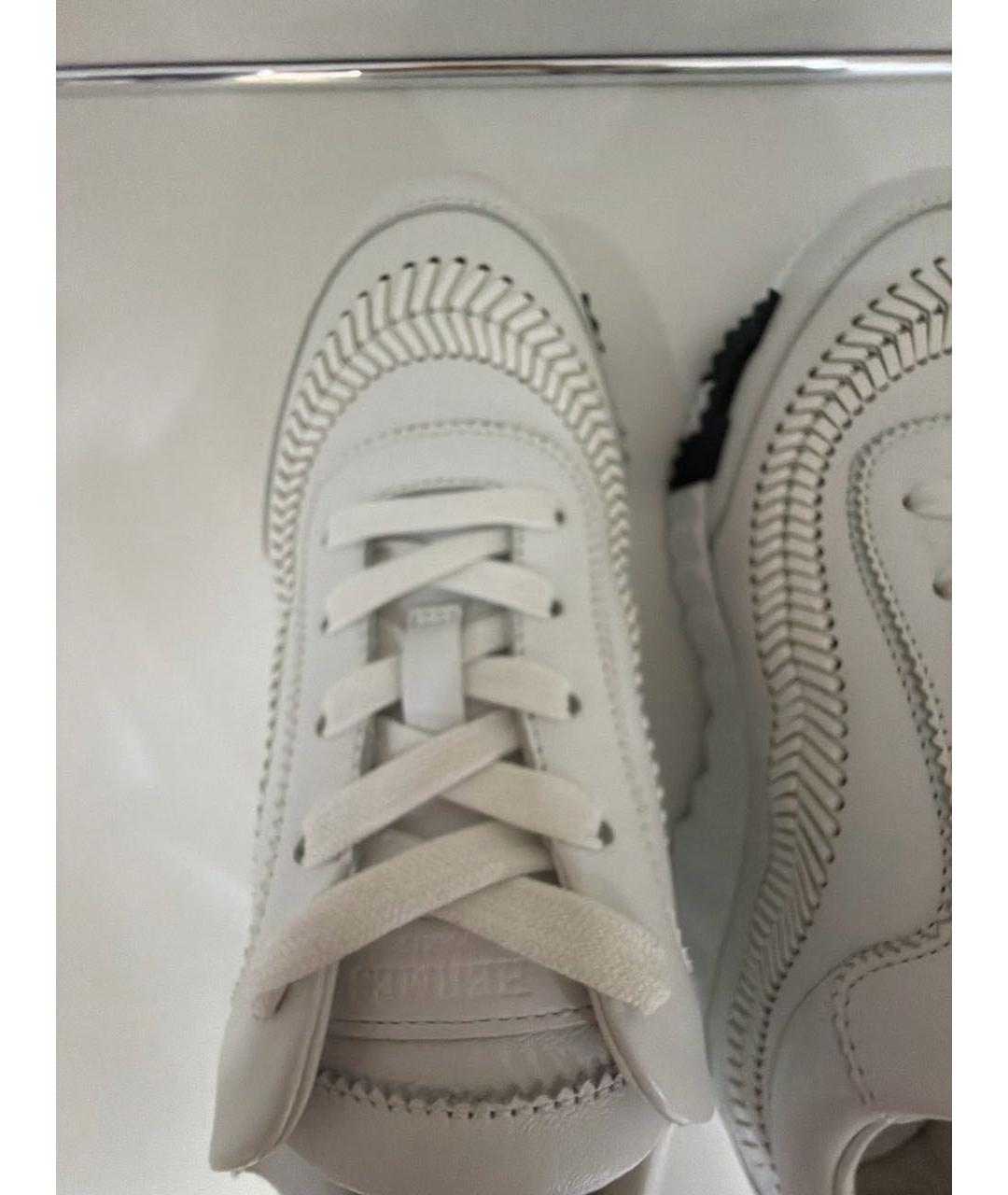 HERMES Белые кожаные кроссовки, фото 5