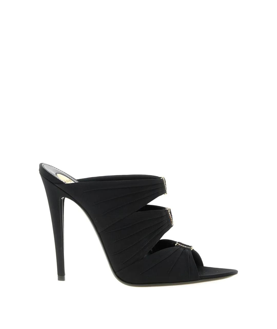 SAINT LAURENT Черные текстильные мюли, фото 1