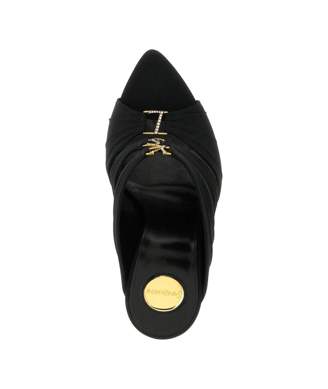 SAINT LAURENT Черные текстильные мюли, фото 4