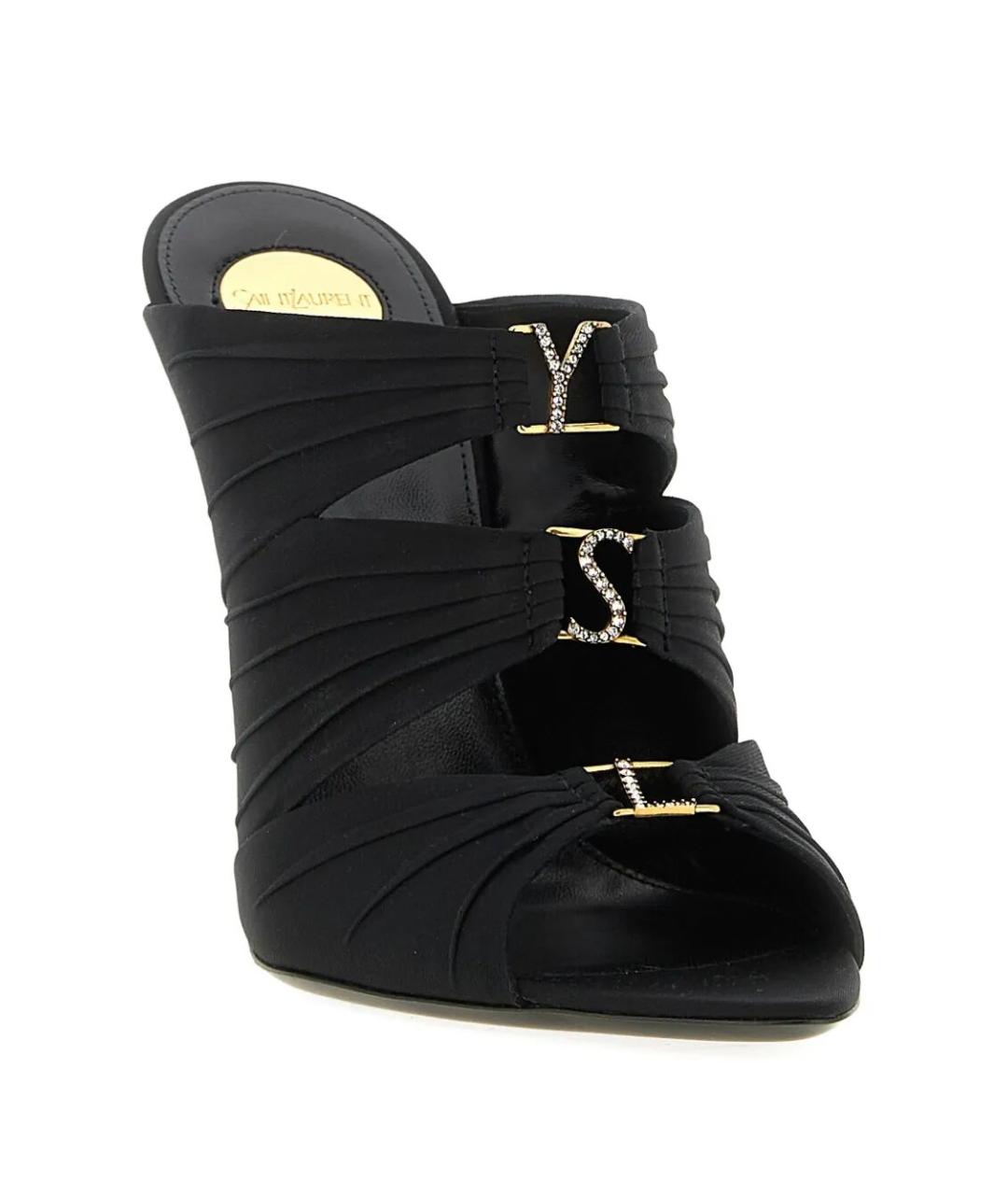 SAINT LAURENT Черные текстильные мюли, фото 2