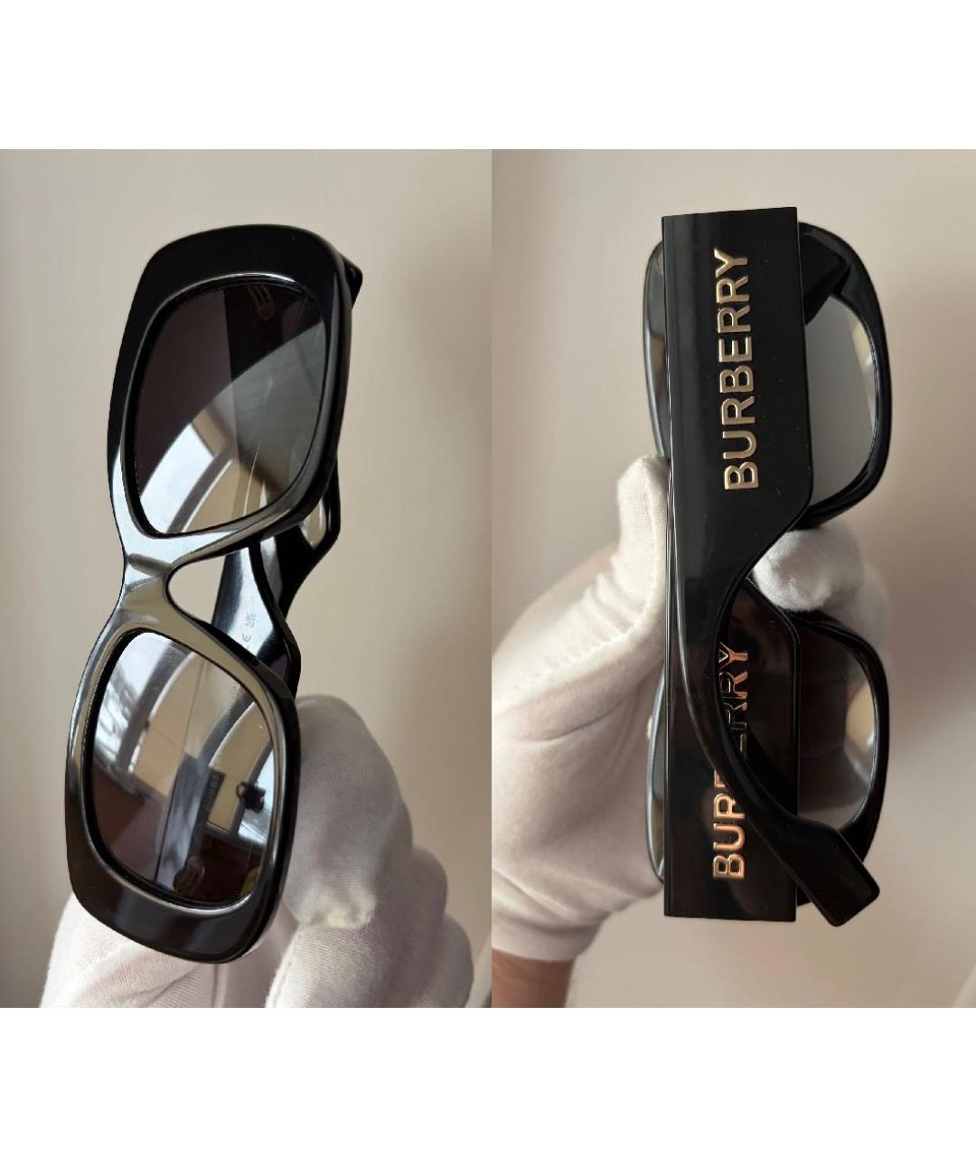 BURBERRY Черные пластиковые солнцезащитные очки, фото 4