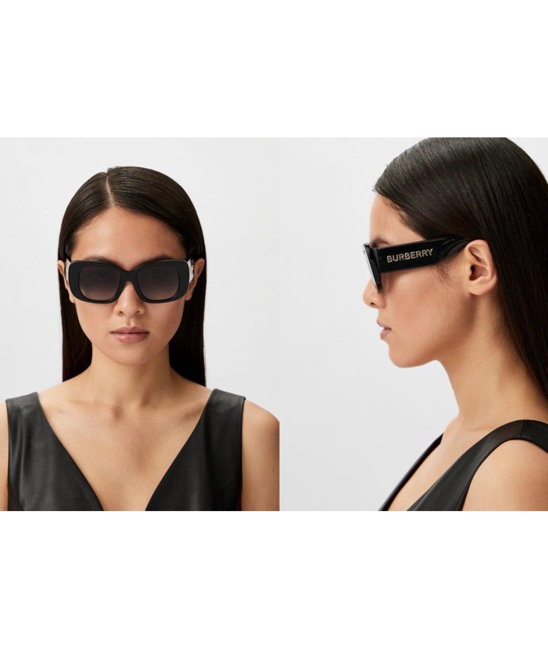 BURBERRY Черные пластиковые солнцезащитные очки, фото 7