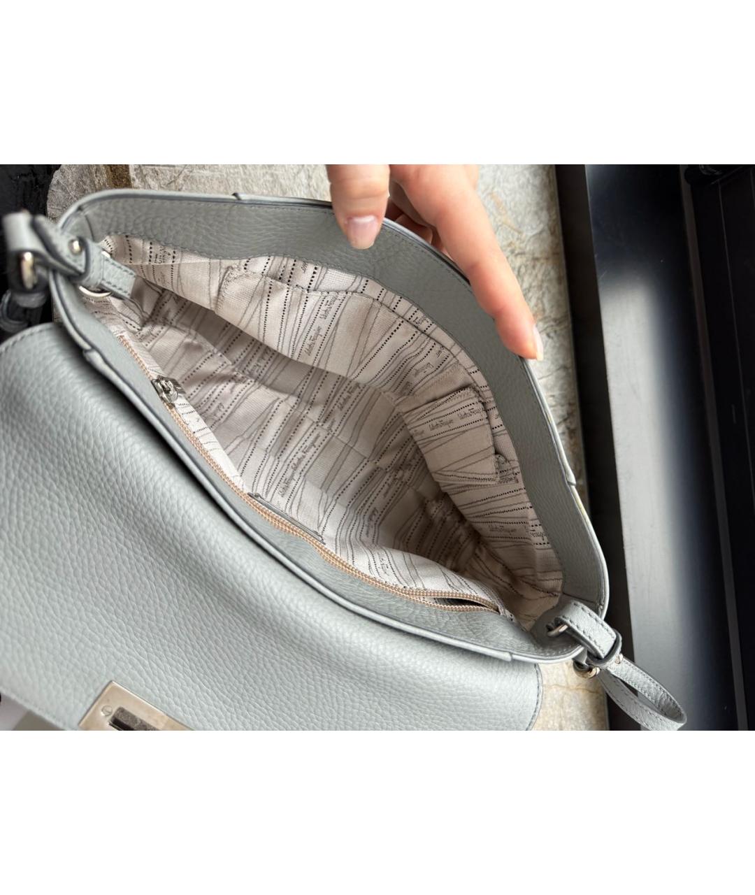 FERRAGAMO Серая кожаная сумка через плечо, фото 4