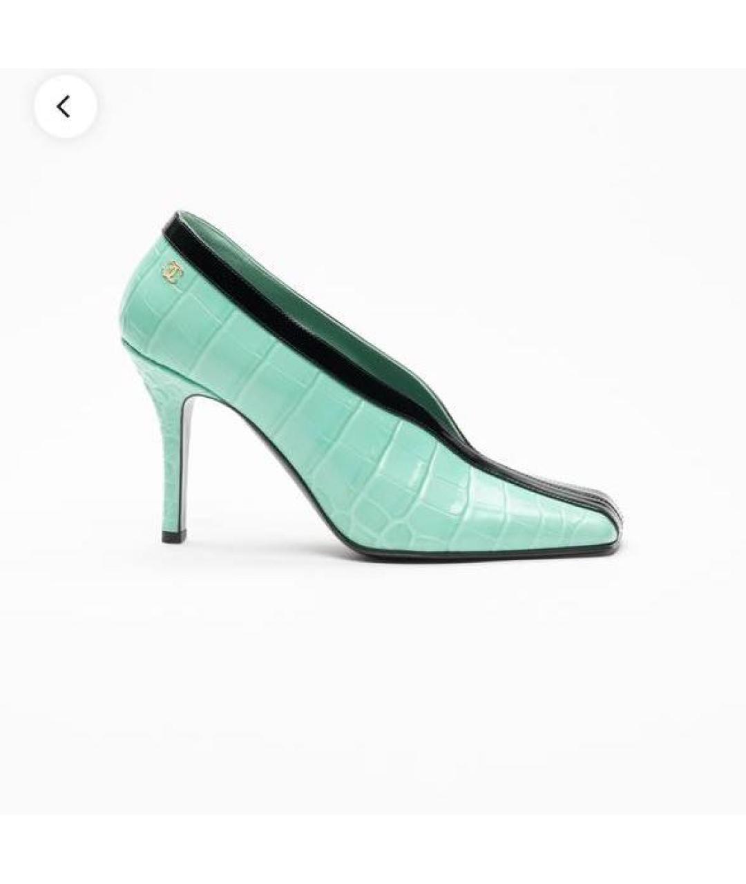 CHANEL Бирюзовые кожаные туфли, фото 4