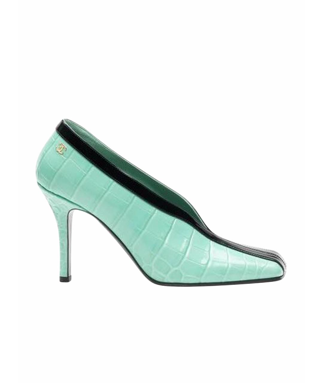 CHANEL Бирюзовые кожаные туфли, фото 1