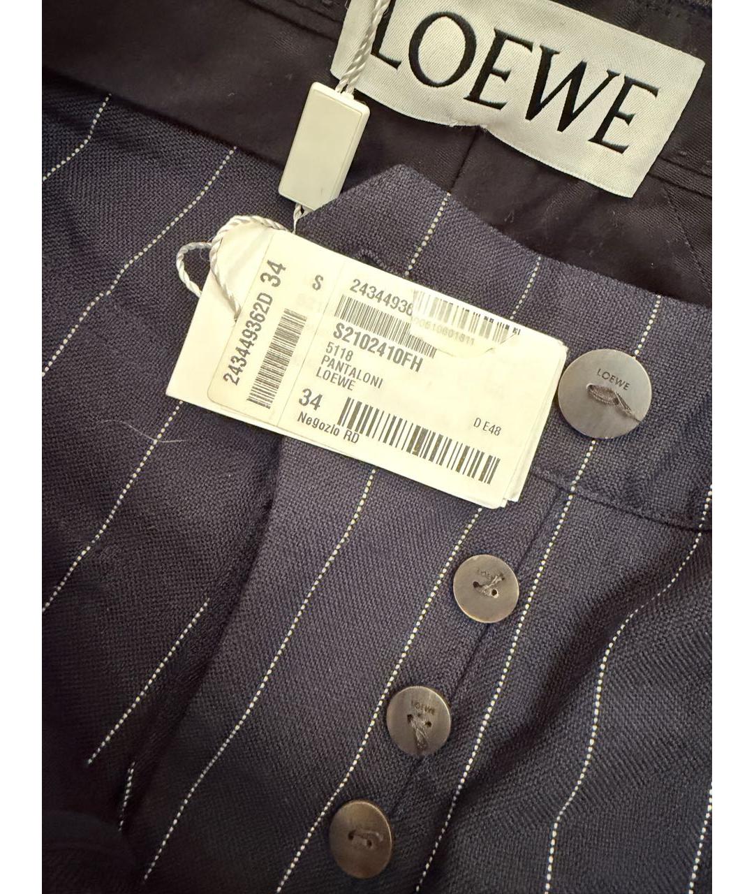 LOEWE Темно-синие шерстяные прямые брюки, фото 4