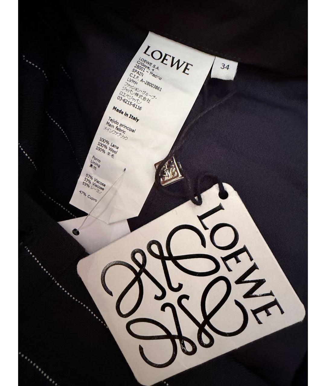 LOEWE Темно-синие шерстяные прямые брюки, фото 3