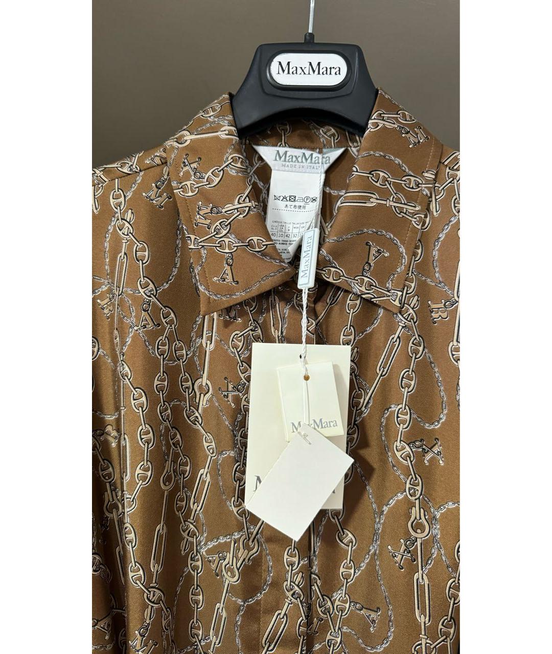 MAX MARA Коричневое шелковое повседневное платье, фото 3