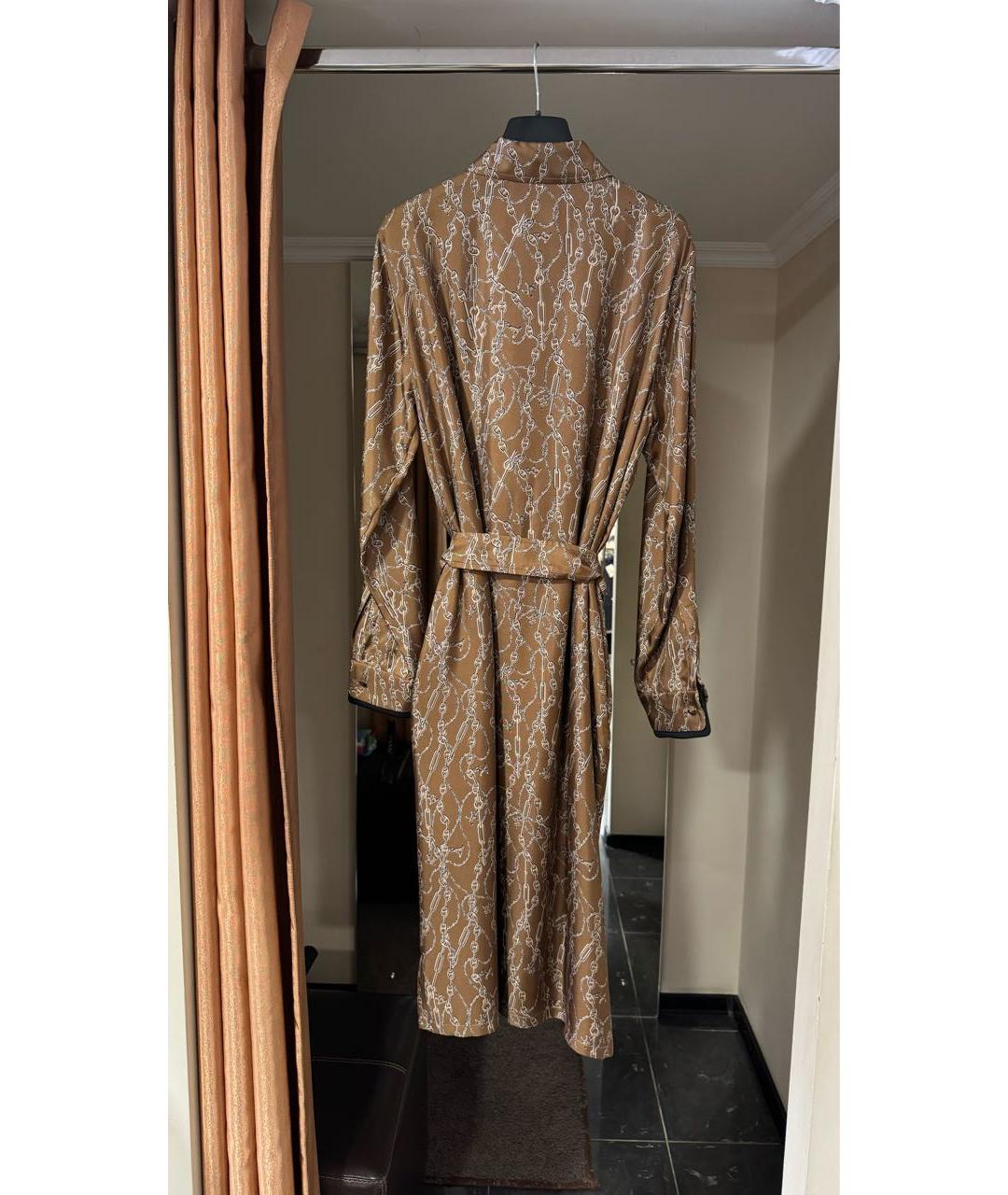 MAX MARA Коричневое шелковое повседневное платье, фото 4