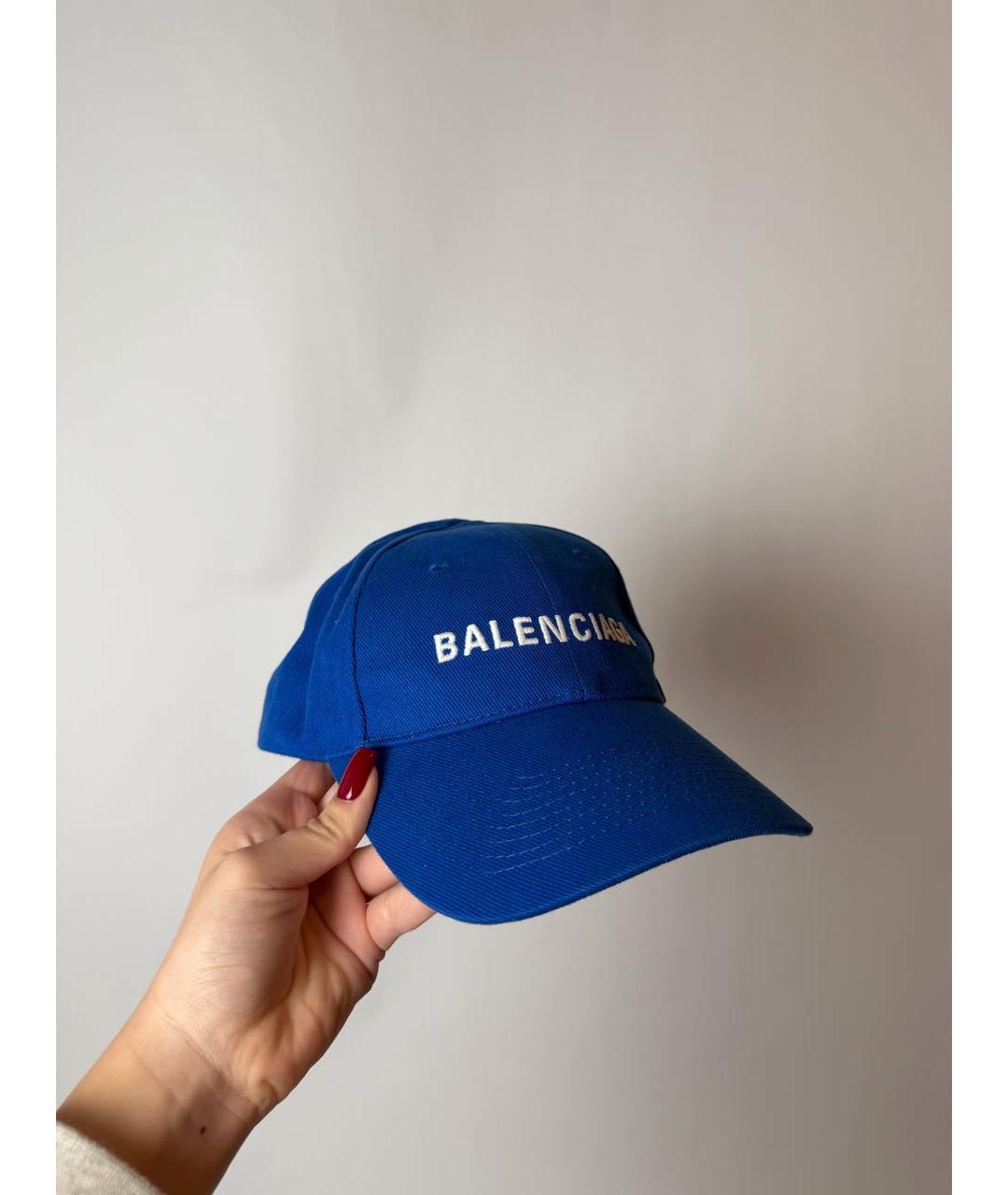 BALENCIAGA Синяя хлопковая кепка, фото 2