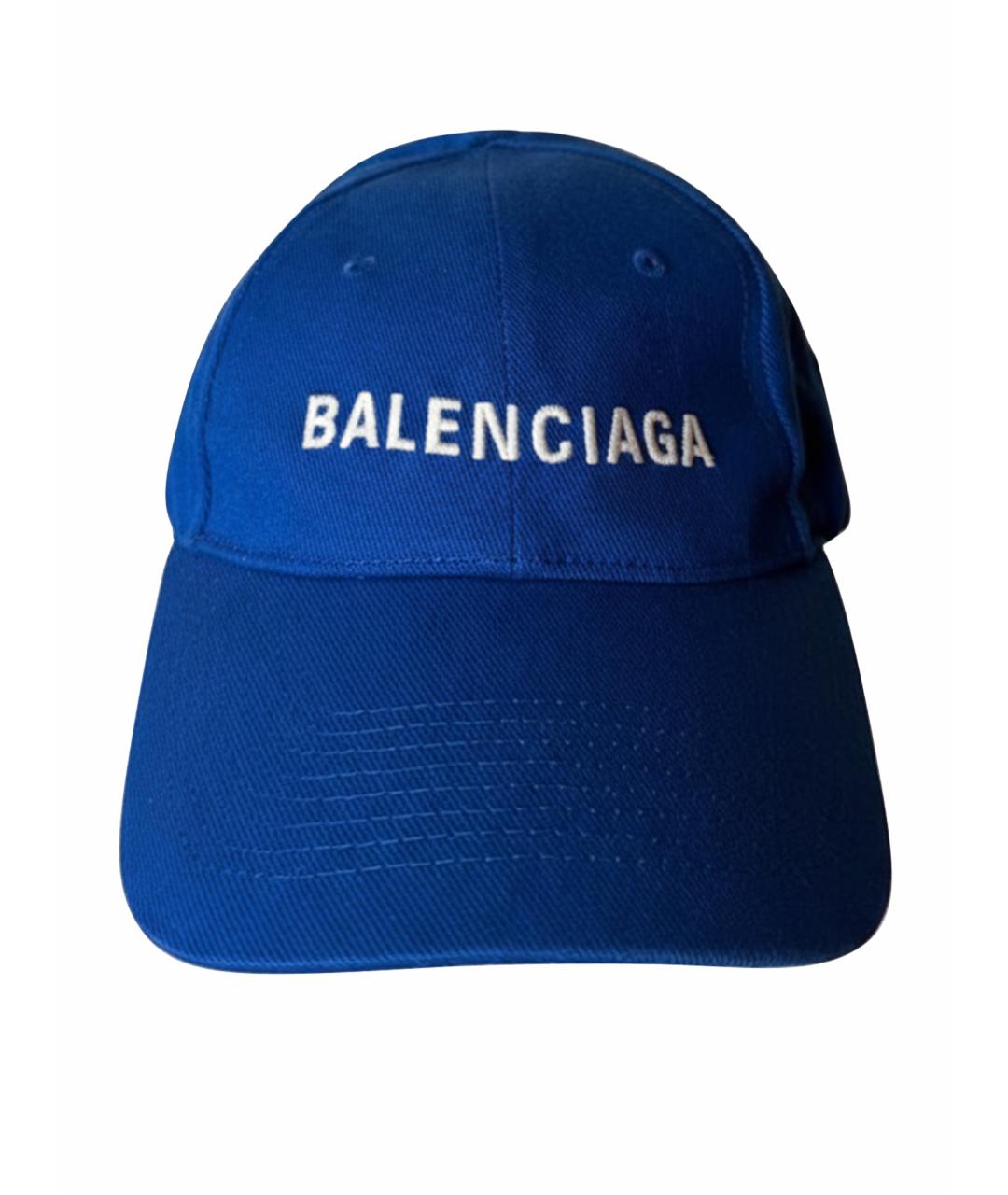 BALENCIAGA Синяя хлопковая кепка, фото 1