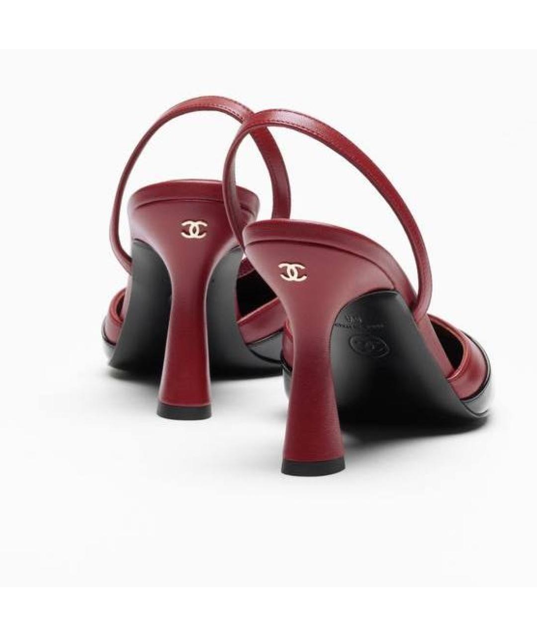 CHANEL Бордовые кожаные туфли, фото 3